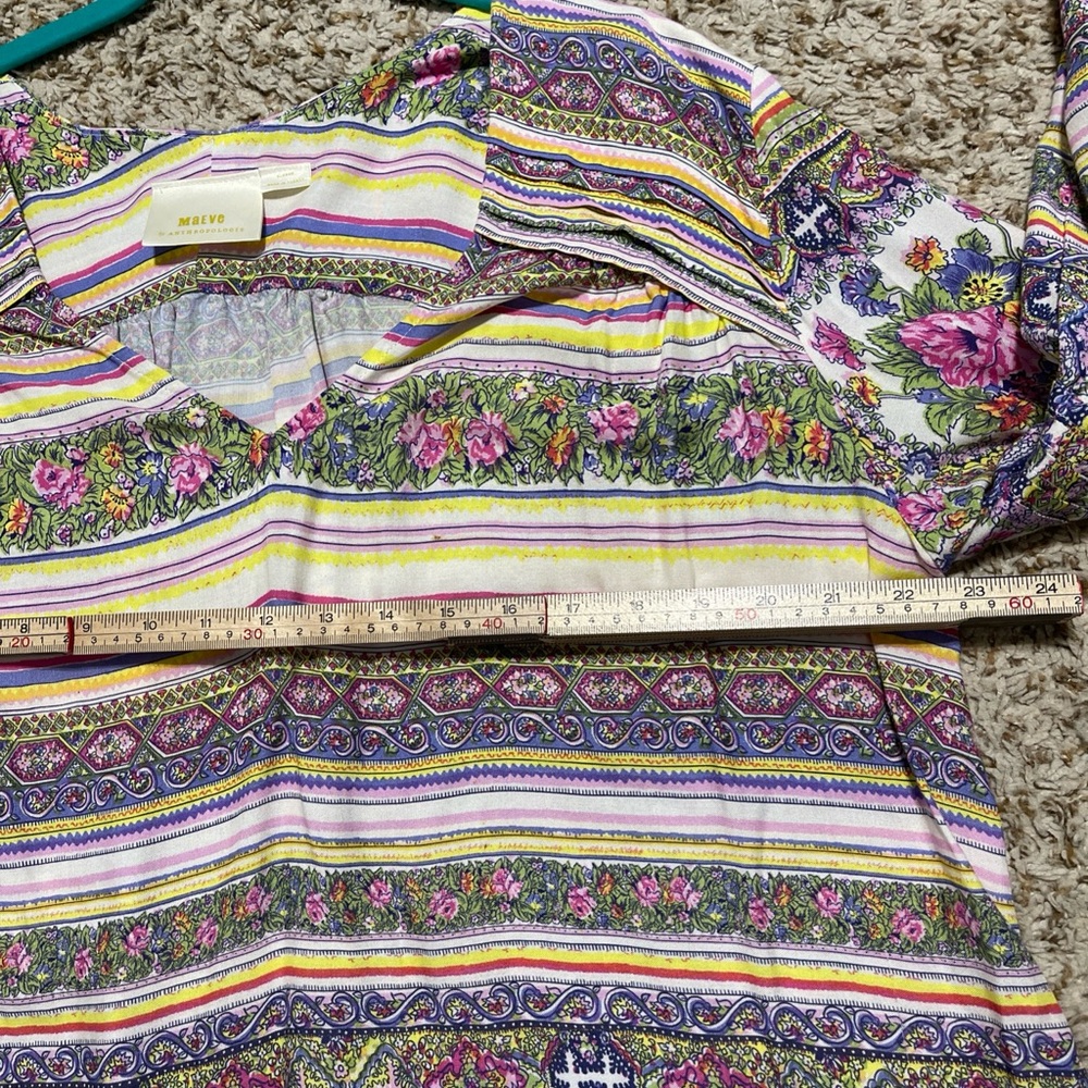 Anthropologie Maeve Ceresco Tunic Top Peasant Boho Floral Striped Cottagecore XL - Picture 8 of 9